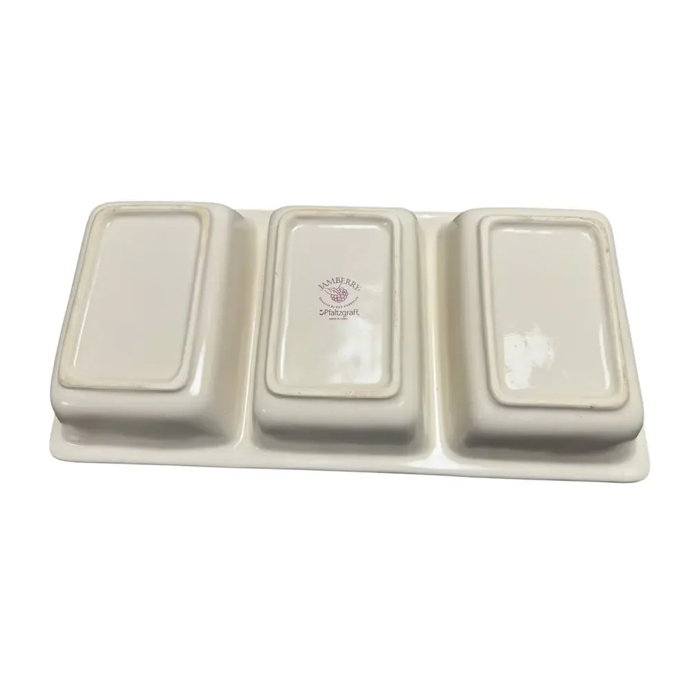 Pfaltzgraff Jamberry Pale Green 3 Part Rectangular Divided Server Tray Dish